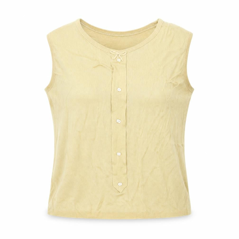 Preworn Womens Beige Polyester Basic Tank Size 12 Round Neck