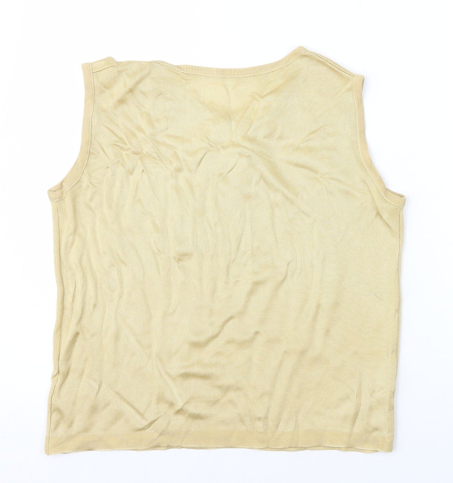Preworn Womens Beige Polyester Basic Tank Size 12 Round Neck