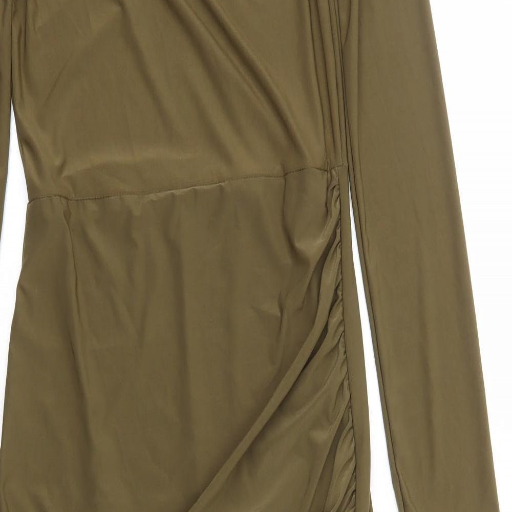 New Look Womens Green Polyester A-Line Size 10 Off the Shoulder Pullover