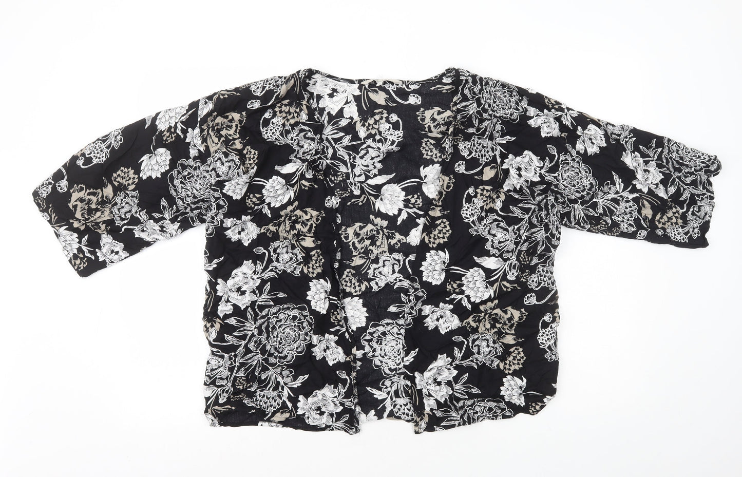 Peacocks Womens Black V-Neck Floral Viscose Cardigan Jumper Size S