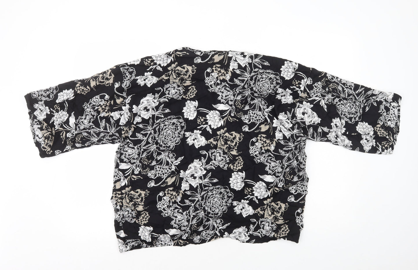 Peacocks Womens Black V-Neck Floral Viscose Cardigan Jumper Size S