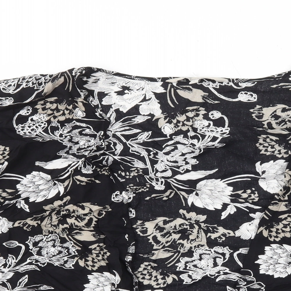 Peacocks Womens Black V-Neck Floral Viscose Cardigan Jumper Size S