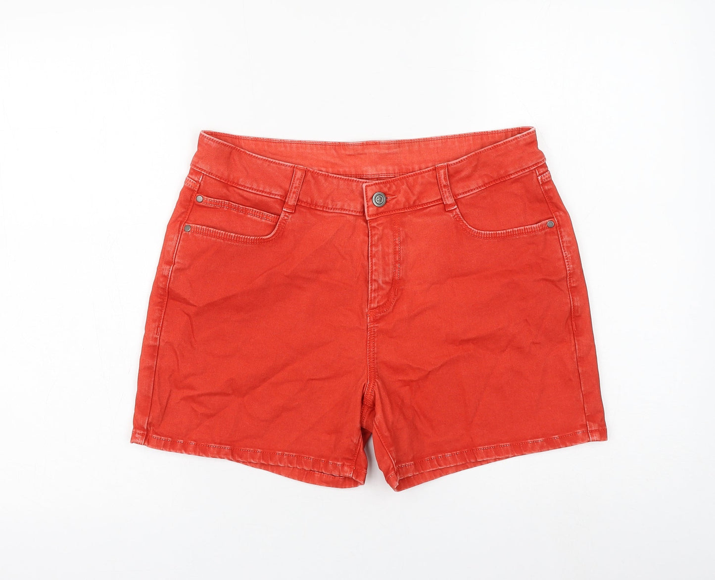 Preworn Womens Red Polyester Hot Pants Shorts Size 30 in L5 in Regular Zip