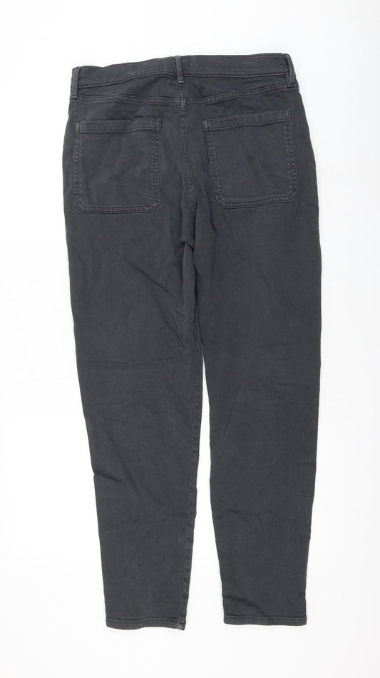 Marks and Spencer Womens Grey Cotton Tapered Jeans Size 32 in L31 in Regular Zip