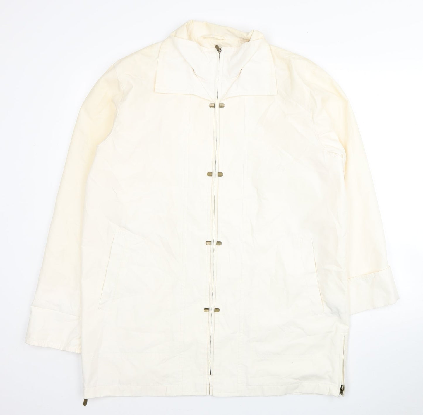 Astraka Womens Ivory Pea Coat Coat Size M Zip
