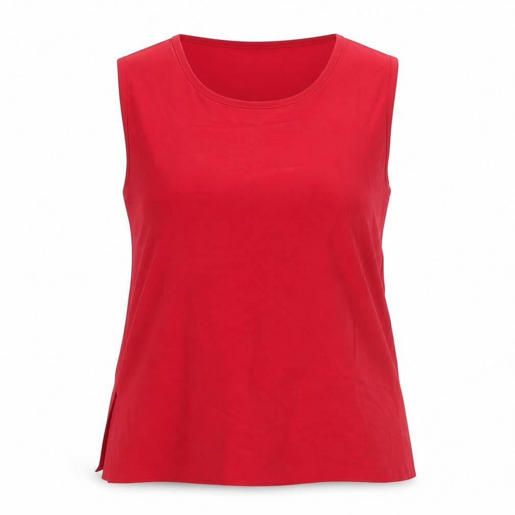 Exell Womens Red Polyester Basic Tank Size XL Scoop Neck