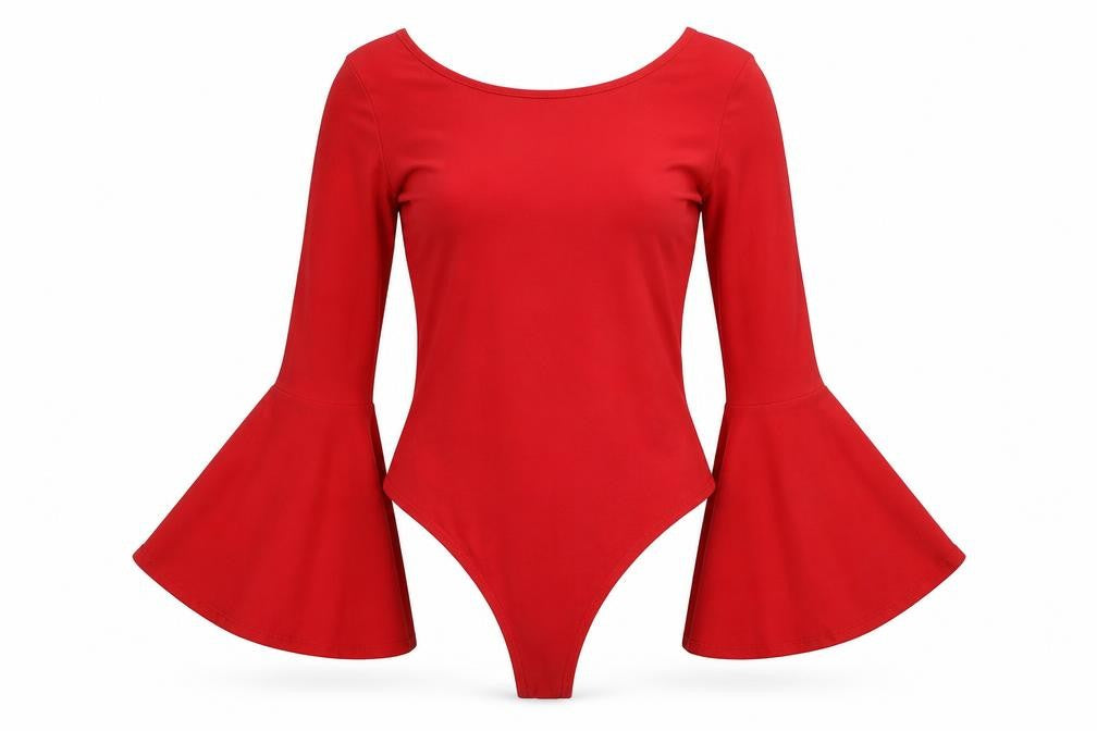 Look of the day Womens Red Polyester Bodysuit One-Piece Size 8 Snap