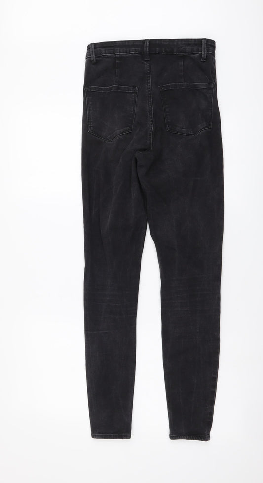 Denim & Co. Womens Black Cotton Skinny Jeans Size 10 L28 in Regular Button