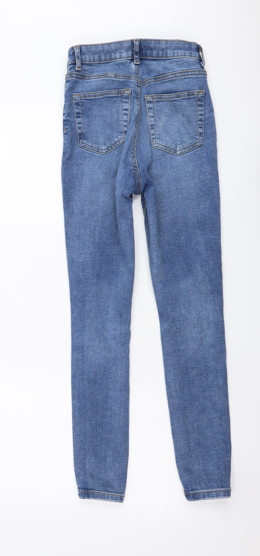 Denim & Co. Womens Blue Cotton Skinny Jeans Size 4 L26 in Regular Button