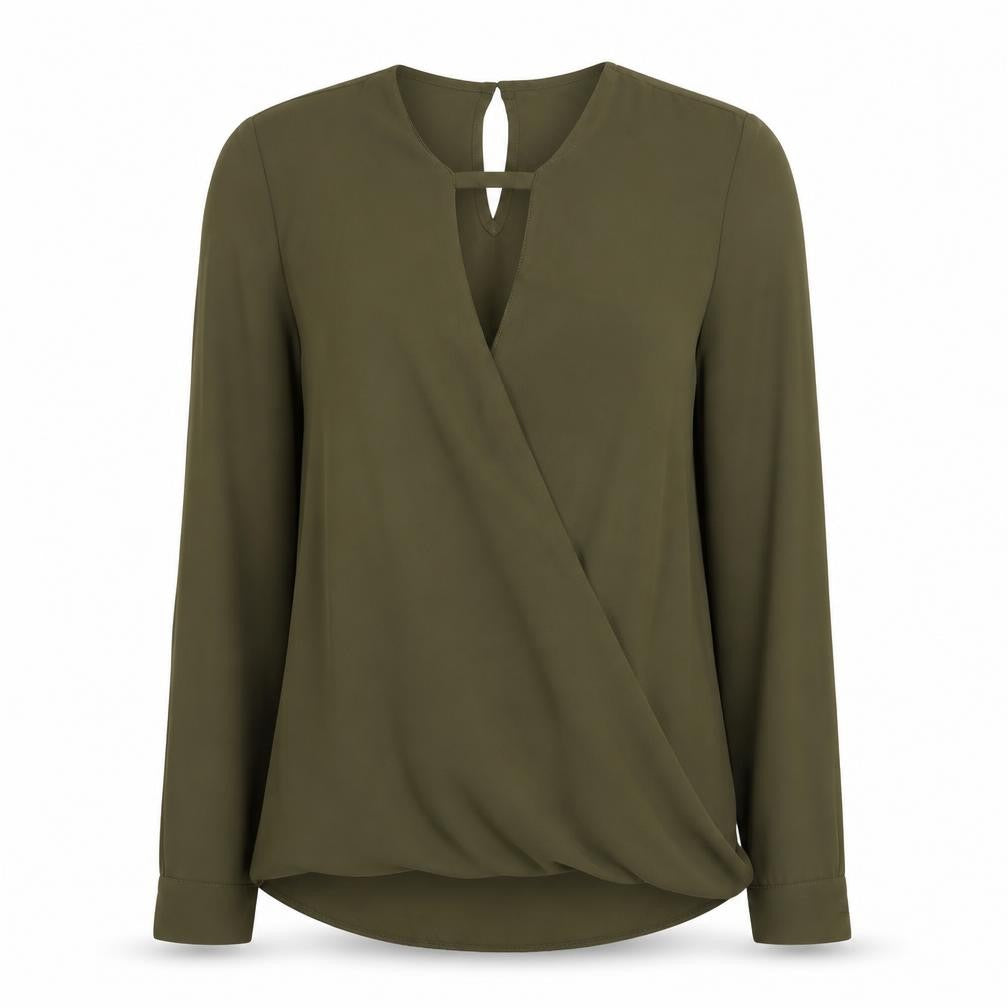 New Look Womens Green Polyester Basic Blouse Size 8 Round Neck