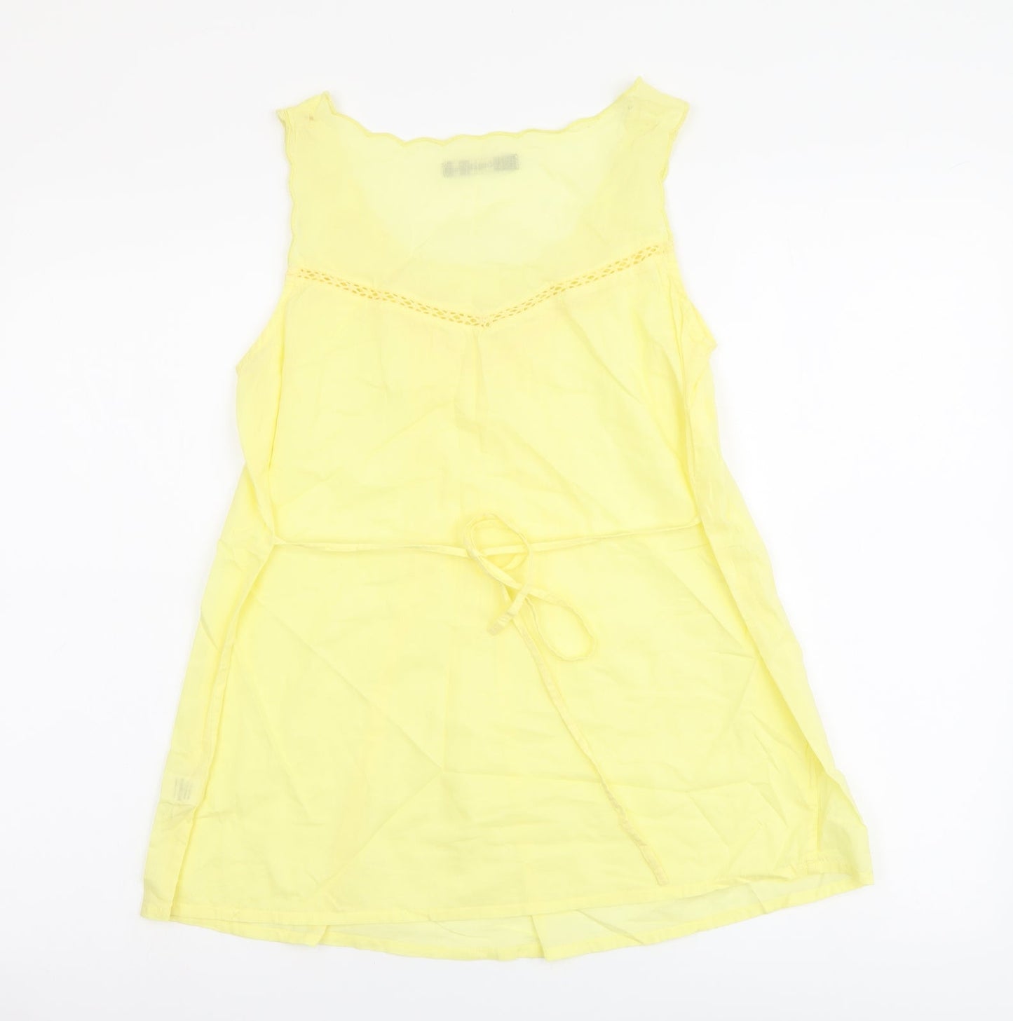 Oasis Womens Yellow Cotton Basic Tank Size 10 Scoop Neck