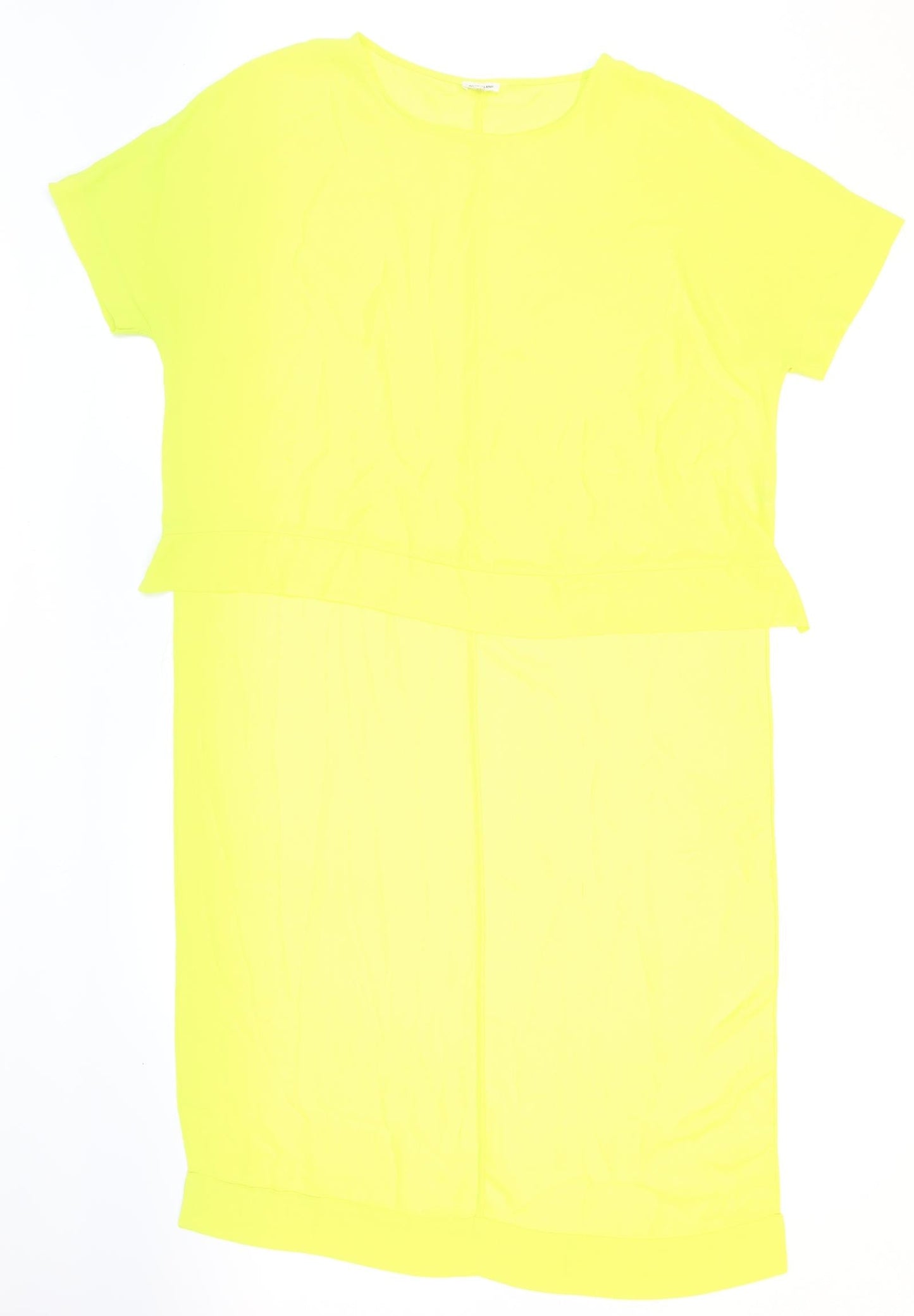 River Island Womens Yellow Polyester Basic Blouse Size 14 Boat Neck - Cropped front