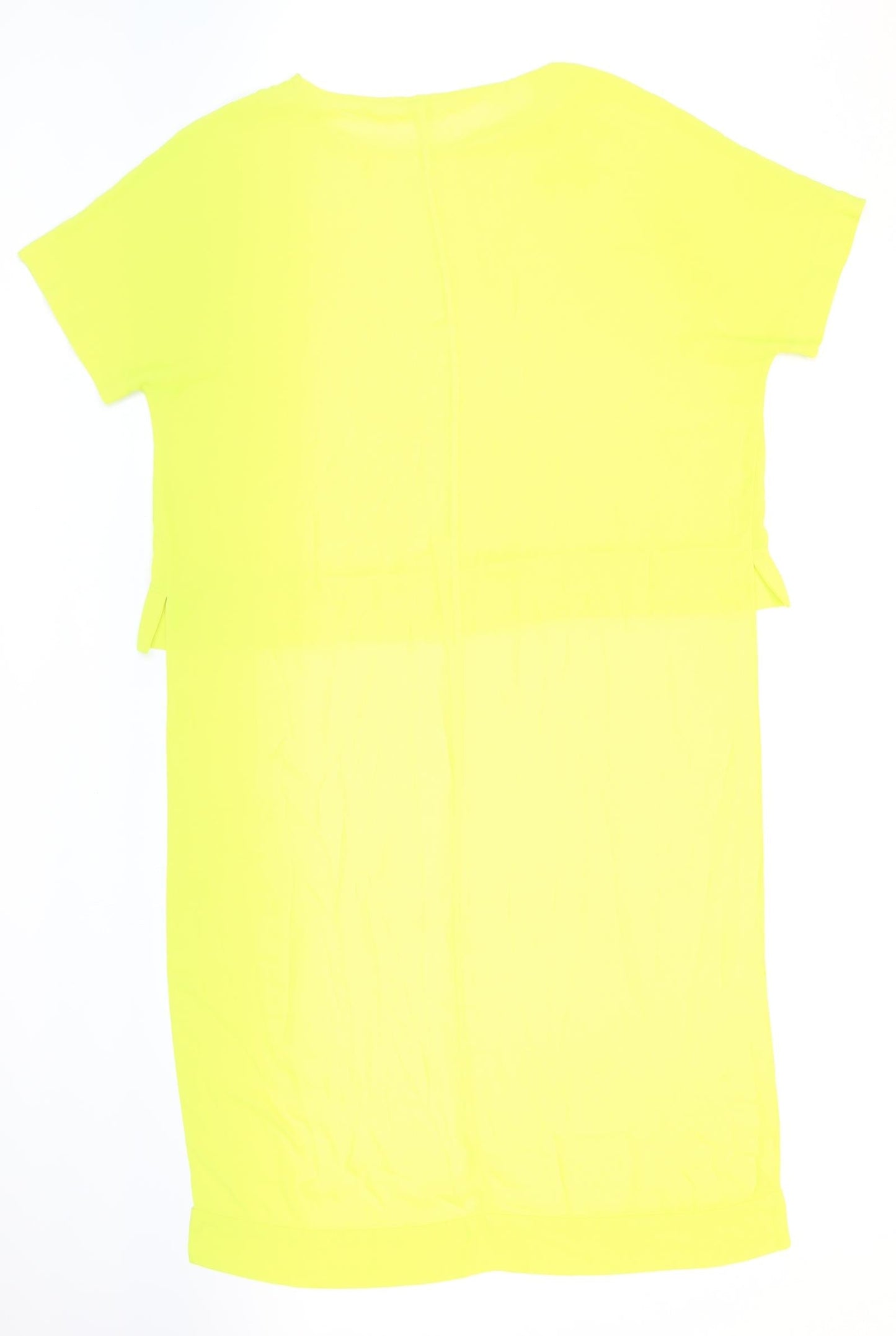 River Island Womens Yellow Polyester Basic Blouse Size 14 Boat Neck - Cropped front