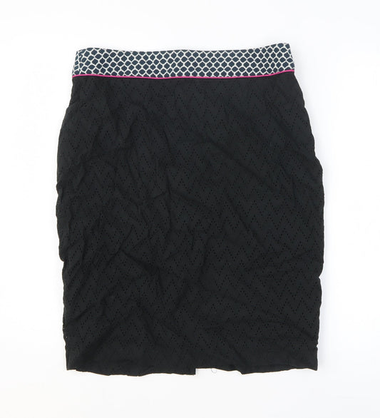 Clements Ribeiro Womens Black Cotton Straight & Pencil Skirt Size 14 Zip