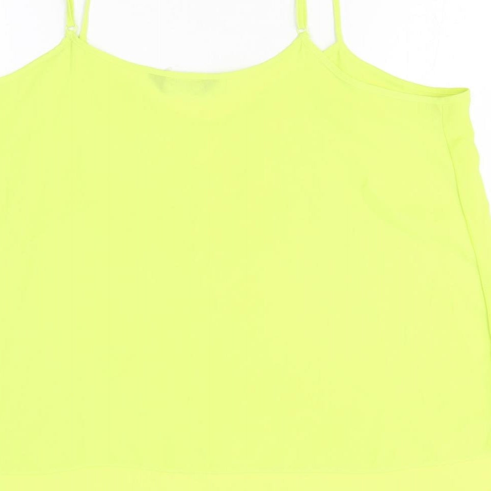 Dorothy Perkins Womens Yellow Polyester Basic Tank Size 16 V-Neck
