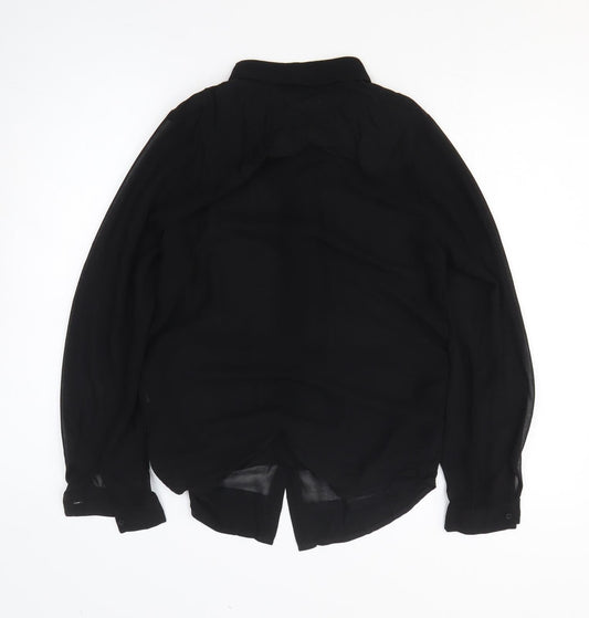 2day Womens Black Polyester Basic Button-Up Size M Collared