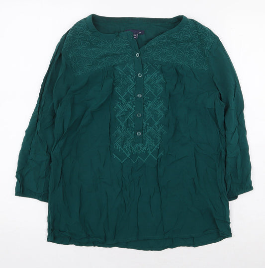 Gap Womens Green Polyester Basic Blouse Size XS Scoop Neck
