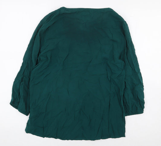 Gap Womens Green Polyester Basic Blouse Size XS Scoop Neck