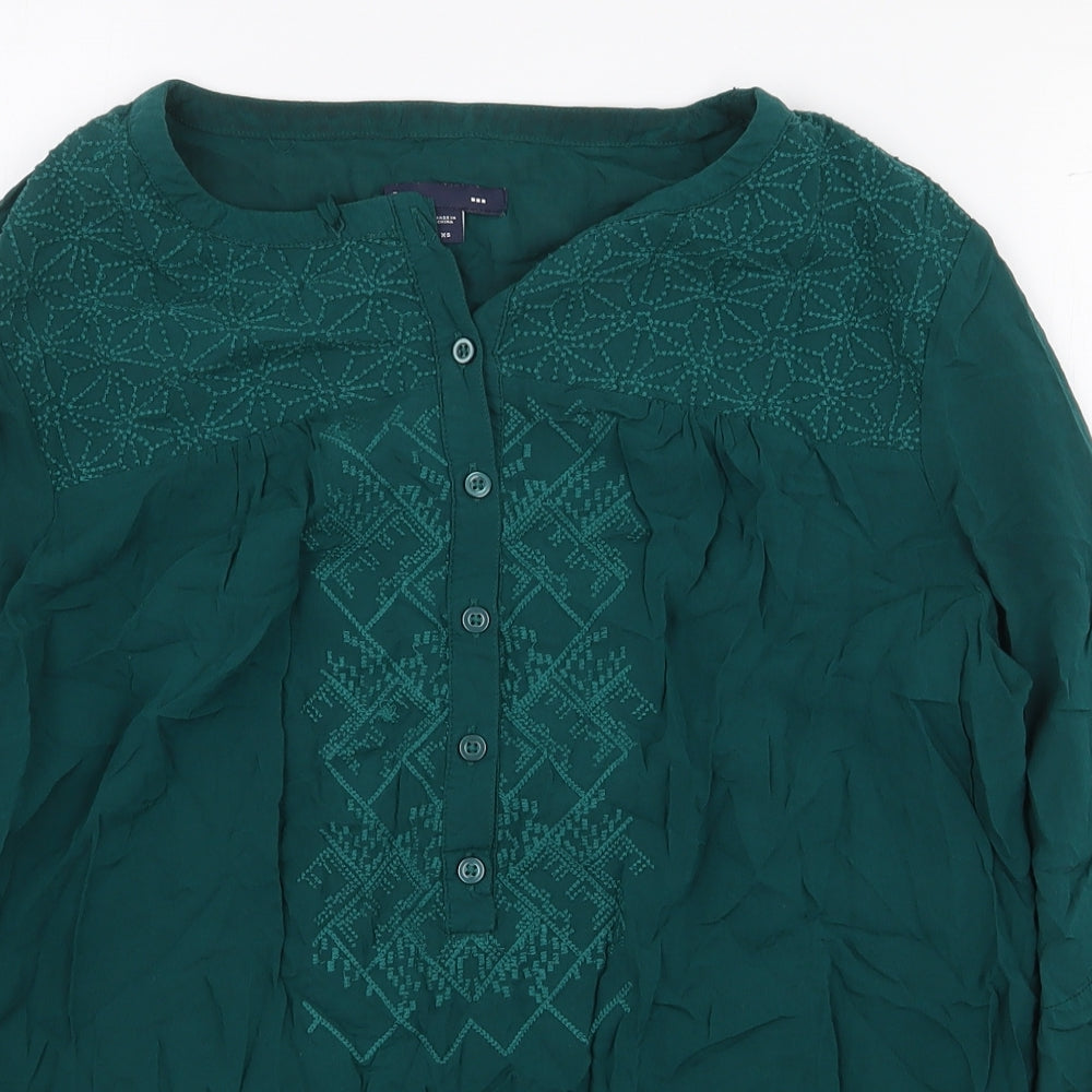 Gap Womens Green Polyester Basic Blouse Size XS Scoop Neck