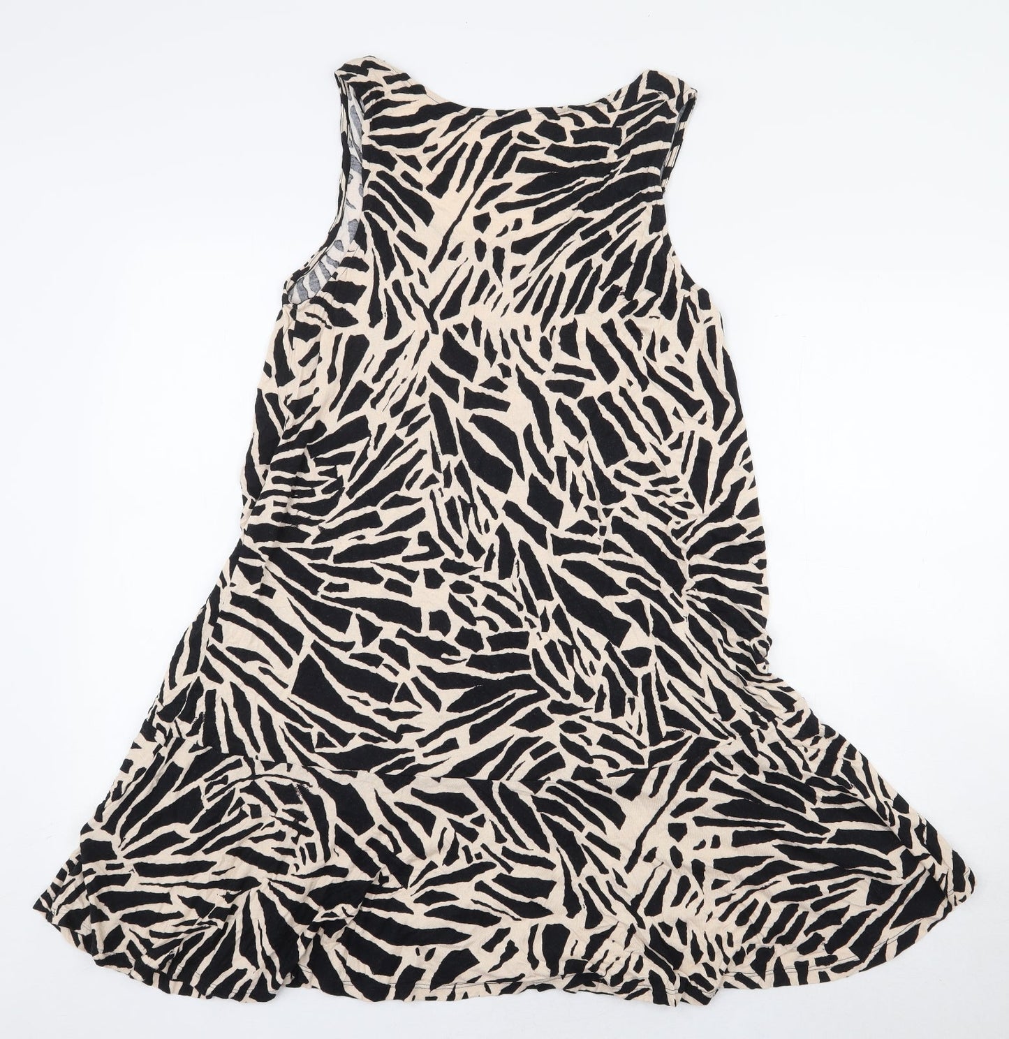H&M Womens Black Animal Print Viscose Tank Dress Size S Scoop Neck Pullover