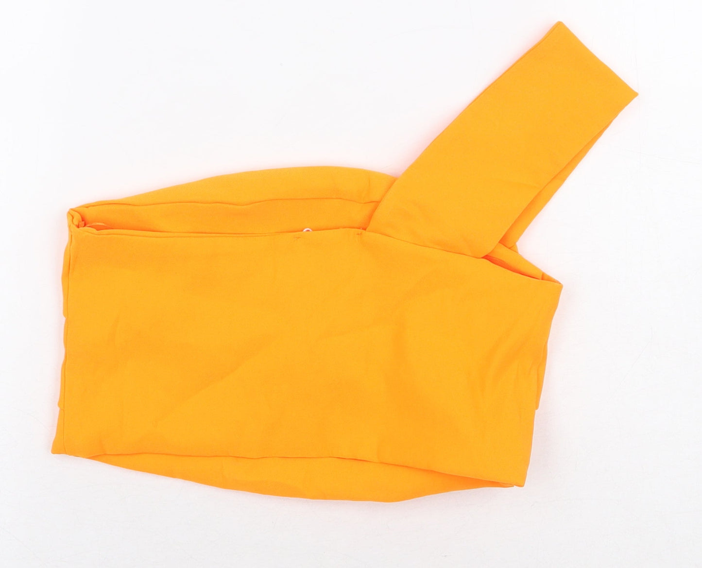 Zara Womens Orange Polyester Cropped Blouse Size M Off the Shoulder - One Strap