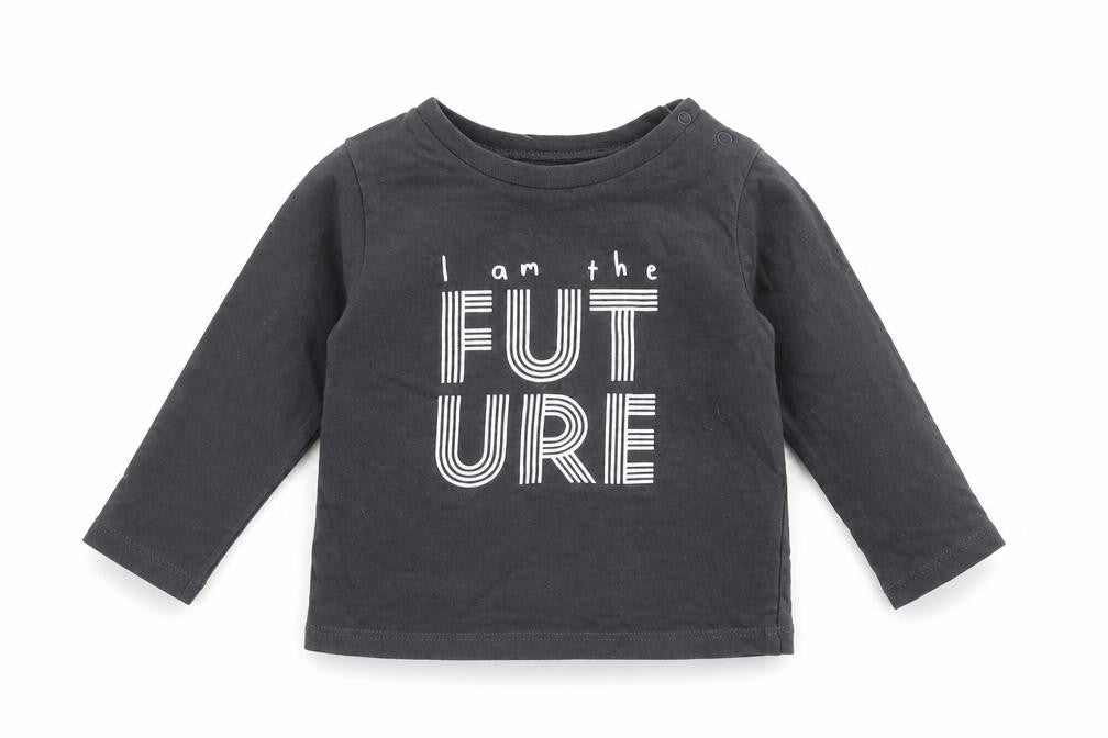 F&F Boys Grey Cotton Basic Casual Size 3-6 Months Crew Neck Button - I am the Future