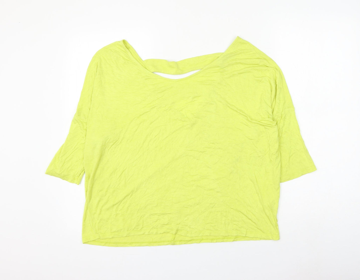 South Womens Yellow Viscose Basic Blouse Size 14 Round Neck