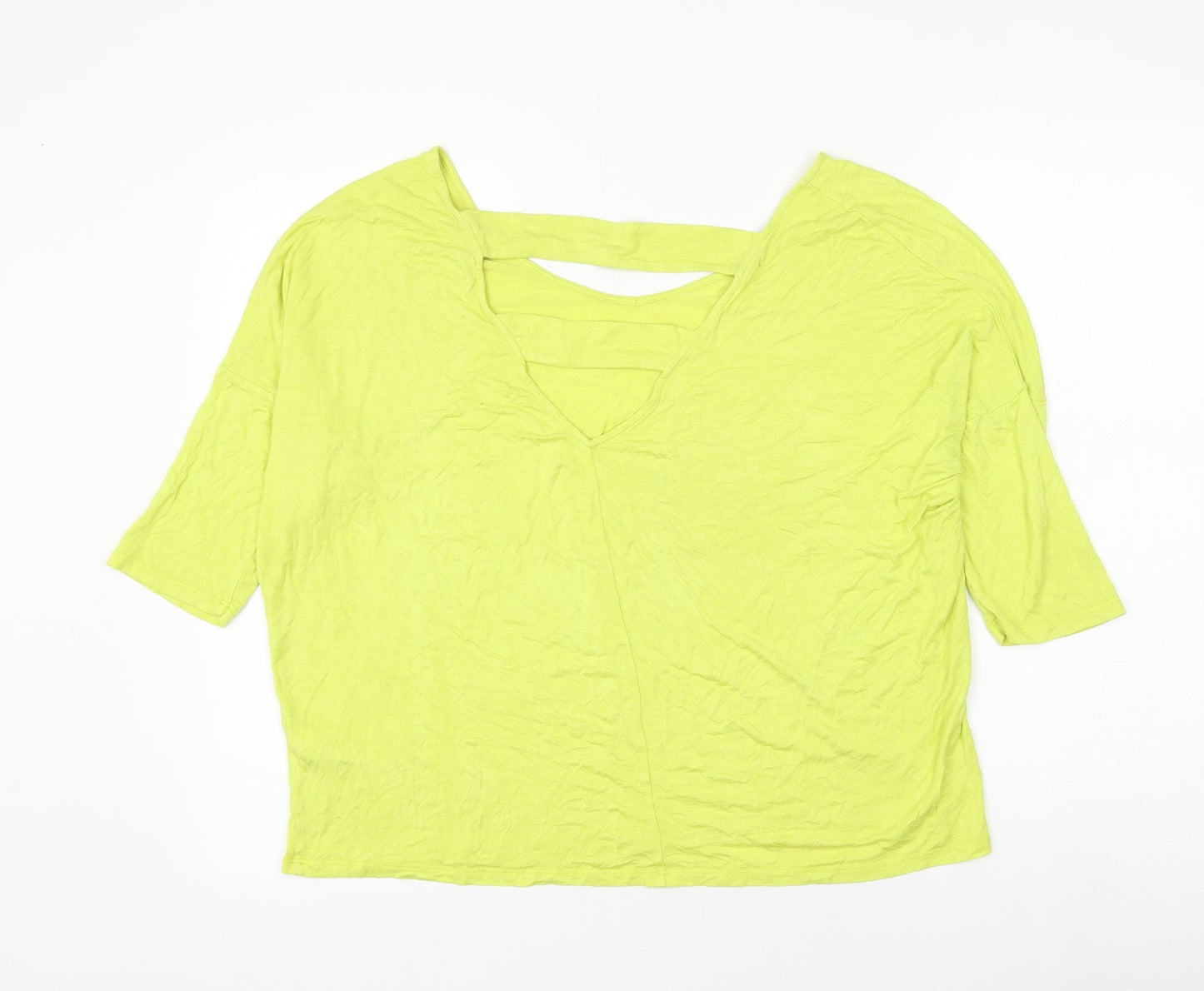 South Womens Yellow Viscose Basic Blouse Size 14 Round Neck