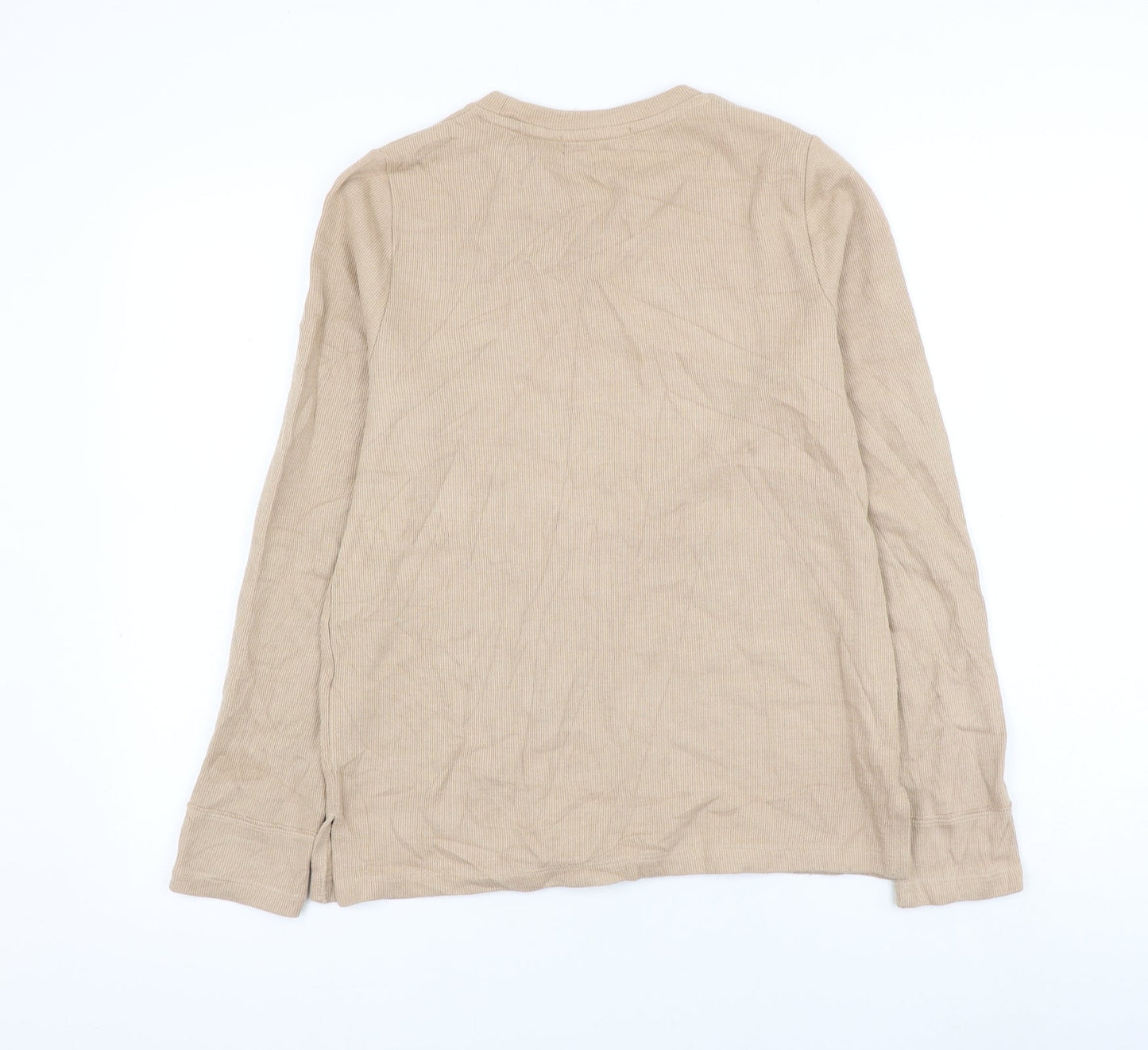 Marks and Spencer Womens Beige Round Neck Cotton Pullover Jumper Size 8
