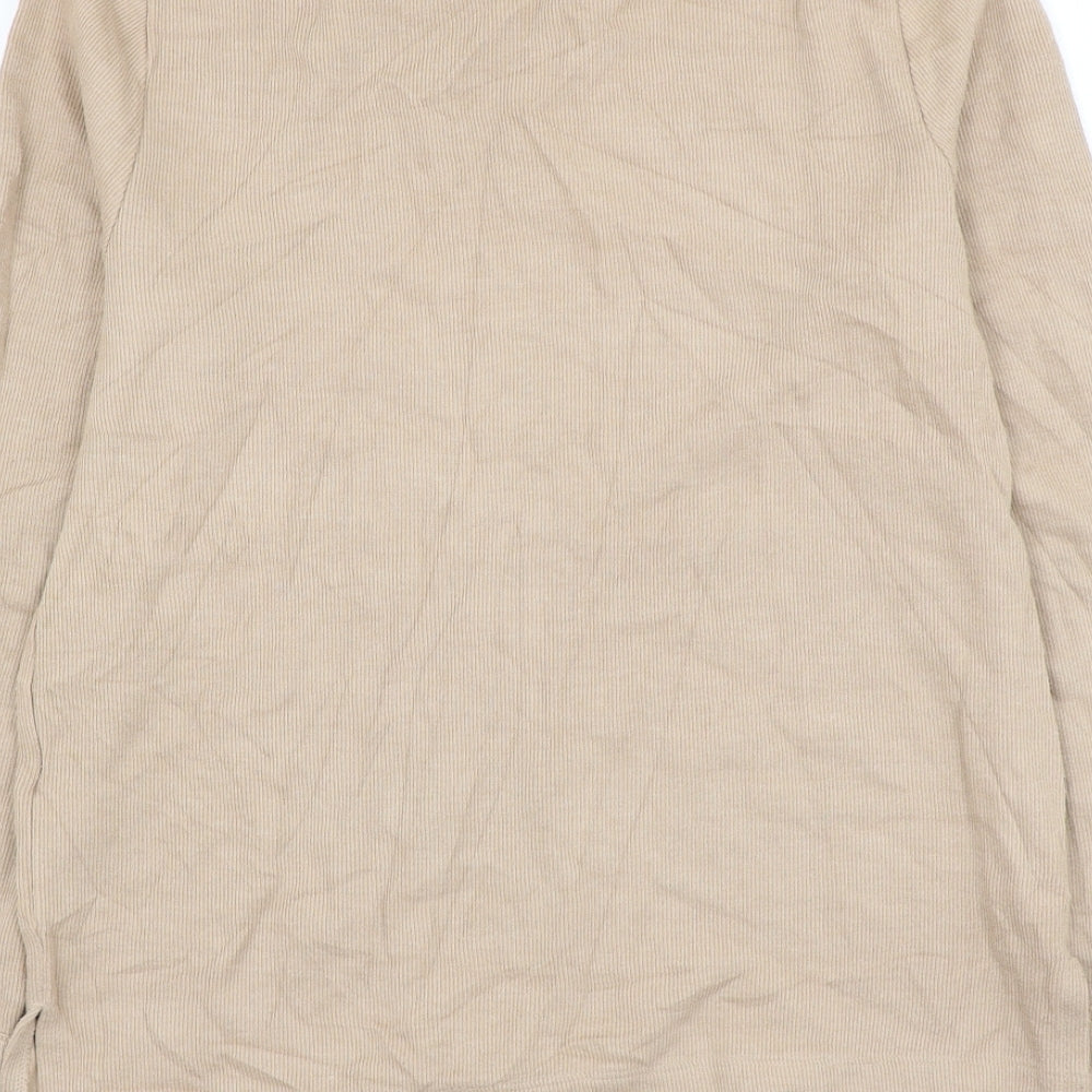 Marks and Spencer Womens Beige Round Neck Cotton Pullover Jumper Size 8