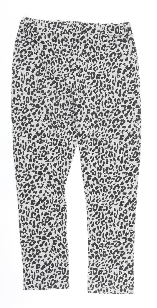 Society Eight Womens Grey Animal Print Polyester Sweatpants Trousers Size S L28 in Regular Drawstring - Leopard Print