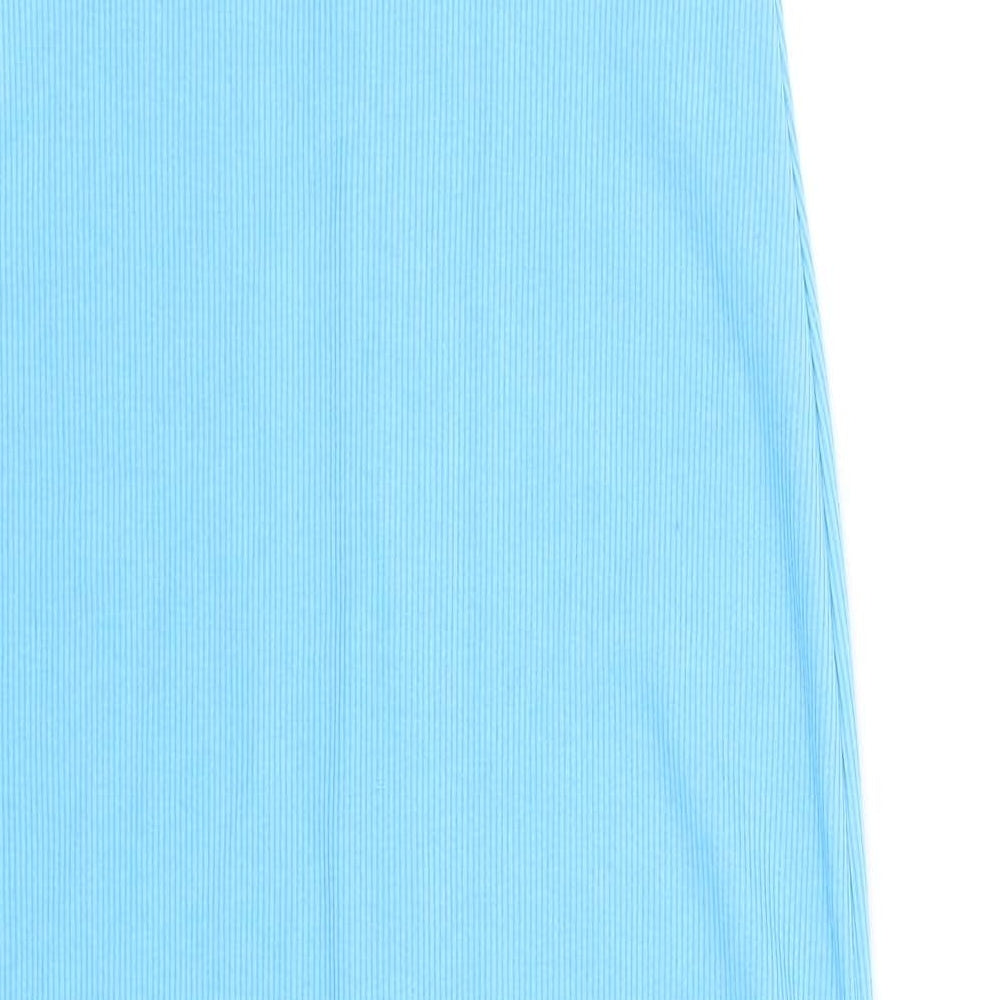 Another Reason Womens Blue Polyester T-Shirt Dress Size 6 Round Neck Button - Ribbed