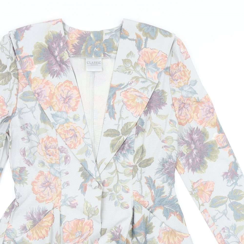 Classic Woman Womens Multicoloured Floral Jacket Blazer Size 10 Button