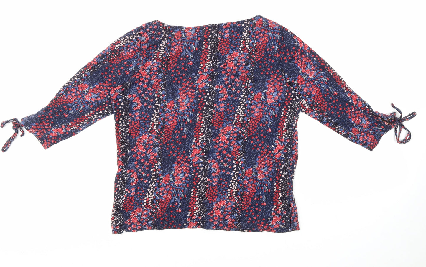 Monsoon Womens Multicoloured Floral 100% Cotton Basic Blouse Size 8 Round Neck