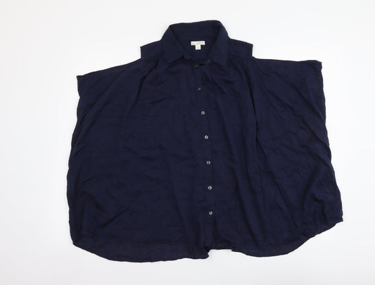 Gap Womens Blue Cotton Basic Blouse Size S Collared