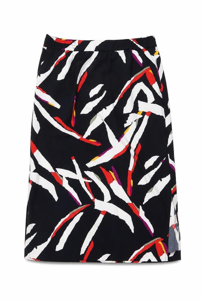 Marks and Spencer Womens Multicoloured Geometric Viscose A-Line Skirt Size 28 in