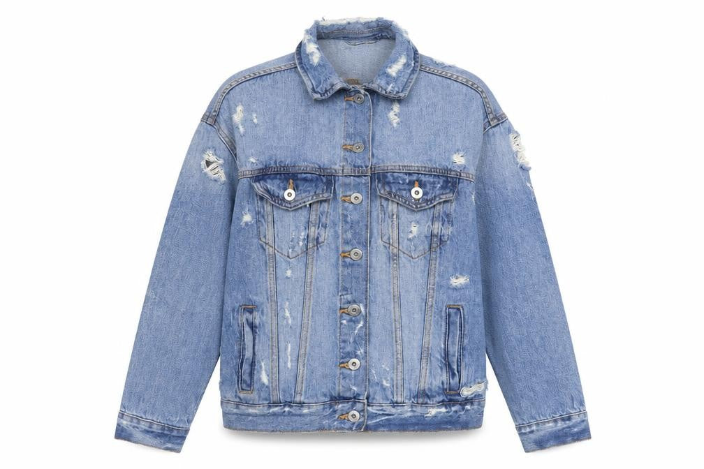 FB Sister Womens Blue Jacket Size XS Button - Distressed Look