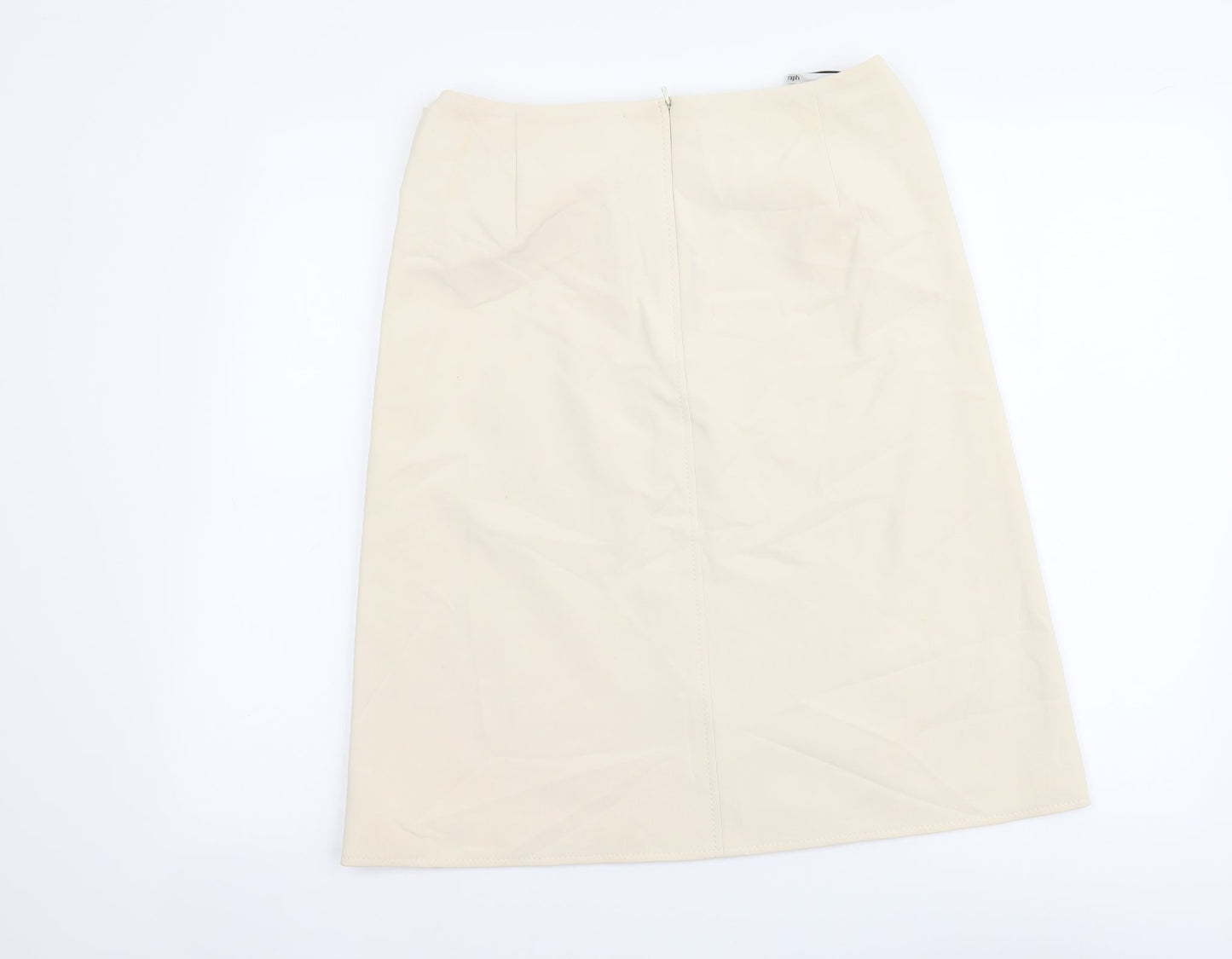 Marks and Spencer Womens Beige Polyester A-Line Skirt Size 10 Zip