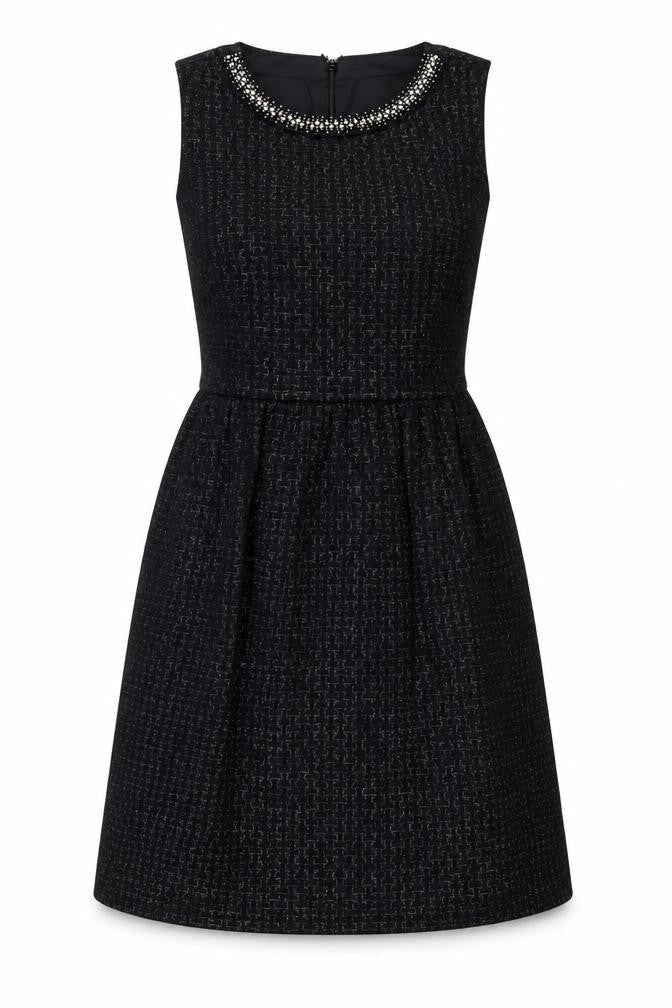 London Times Womens Black Polyester Fit & Flare Size 8 Round Neck Zip