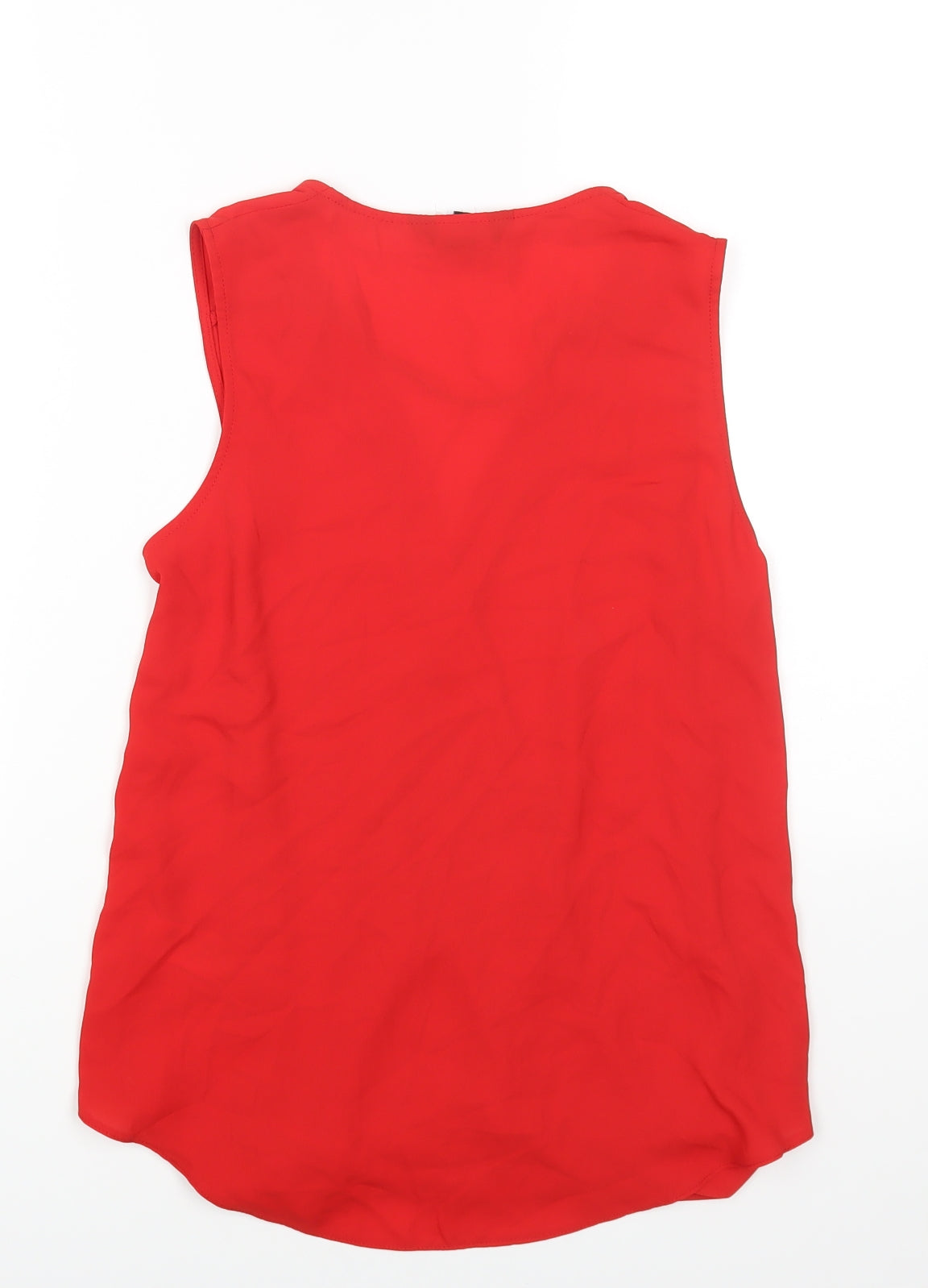 New Look Womens Red Polyester Basic Blouse Size 10 V-Neck - Chain Detail