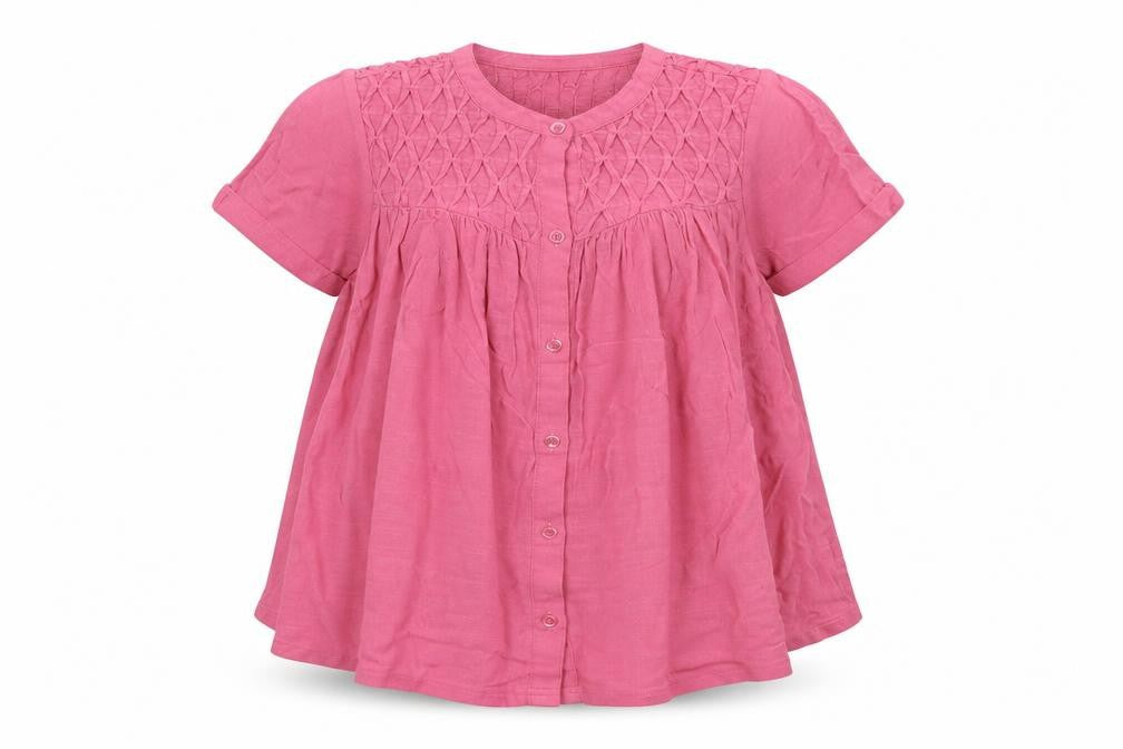 Marks and Spencer Womens Pink Viscose Basic Button-Up Size 8 Scoop Neck
