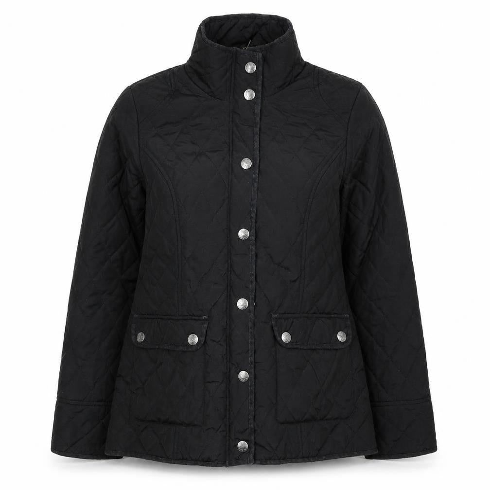 Dash Womens Black Quilted Coat Size 12 Zip