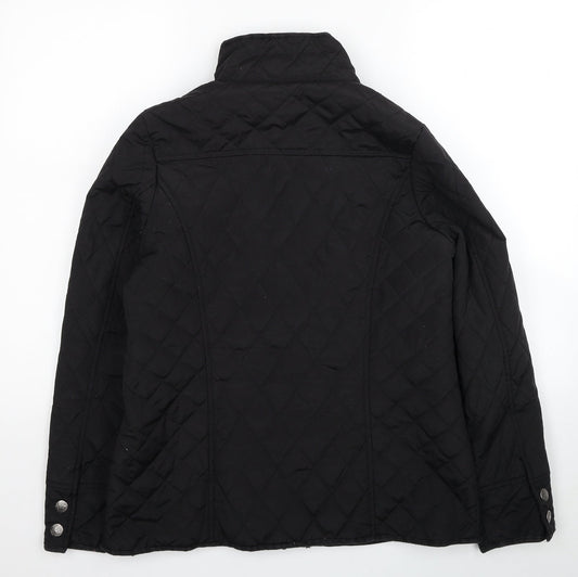 DASH Womens Black Quilted Coat Size 12 Zip