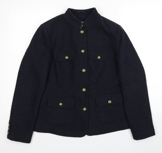 Per Una Womens Blue Pea Coat Coat Size 10 Button