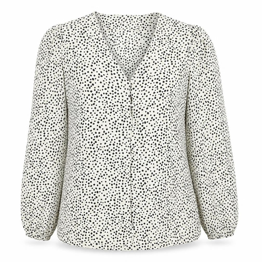 Marks and Spencer Womens Ivory Animal Print Viscose Basic Button-Up Size 14 V-Neck