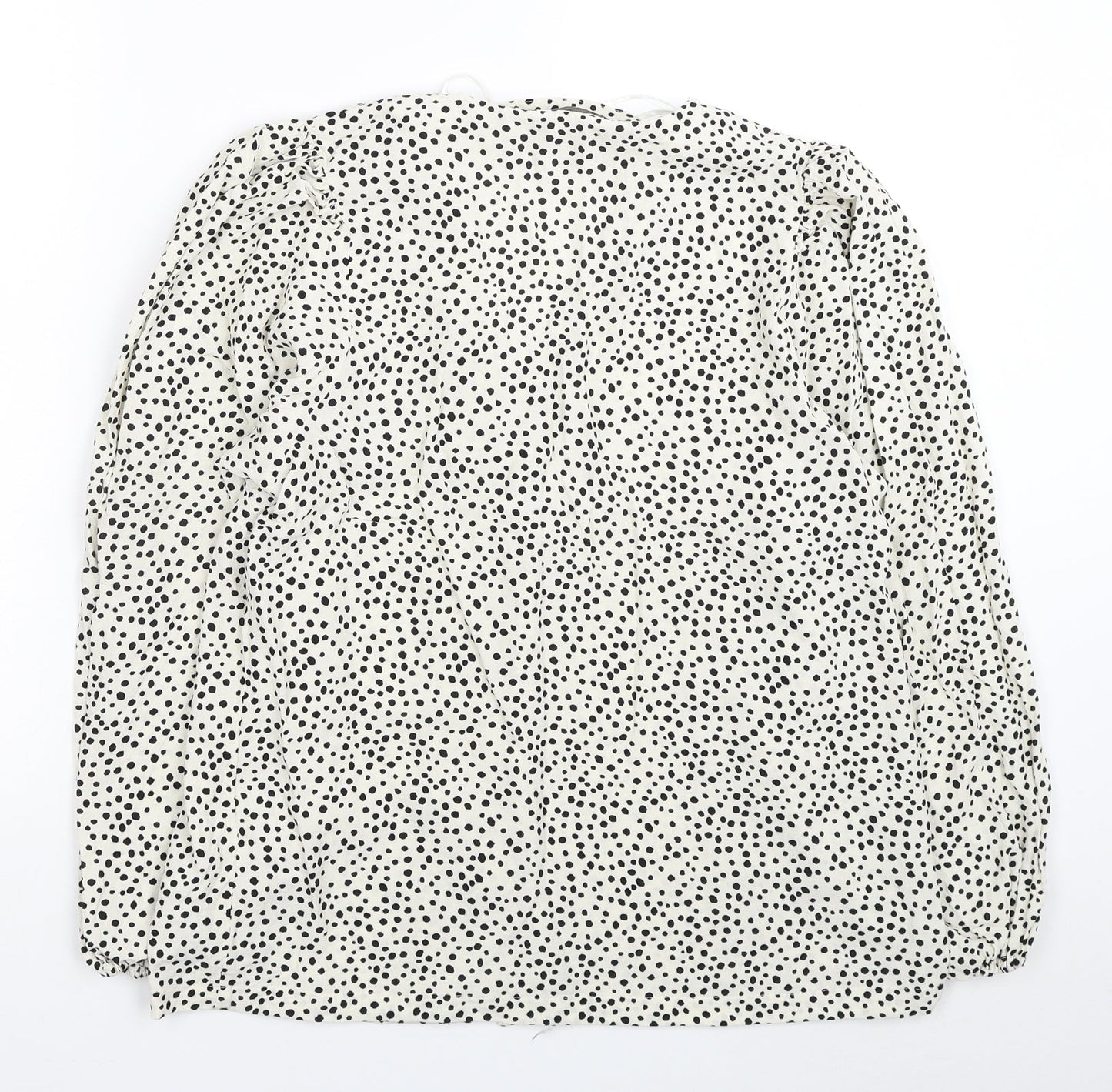 Marks and Spencer Womens Ivory Animal Print Viscose Basic Button-Up Size 14 V-Neck