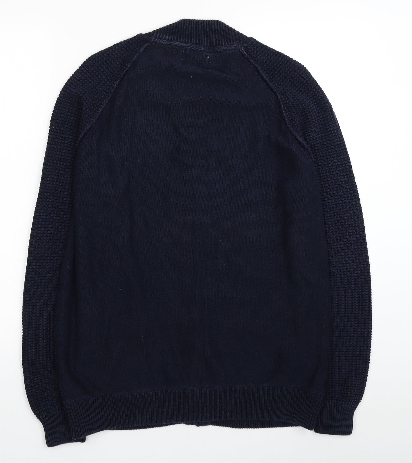George Mens Blue Round Neck Cotton Full Zip Jumper Size M