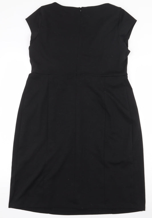 JoJo Maman Bébé Womens Black Viscose A-Line Size 14 Square Neck Zip