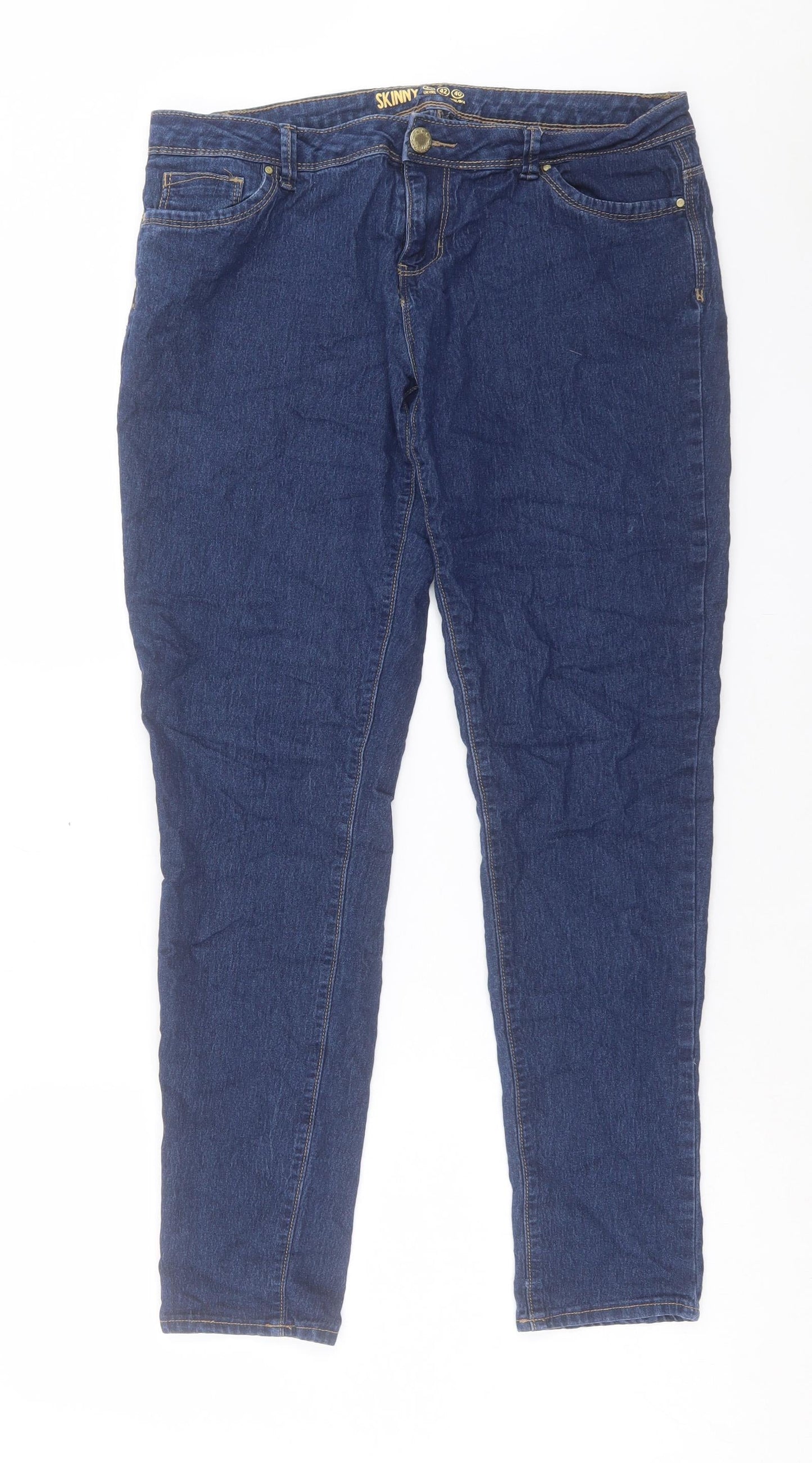 Denim & Co. Womens Blue Cotton Skinny Jeans Size 14 L30 in Regular Button