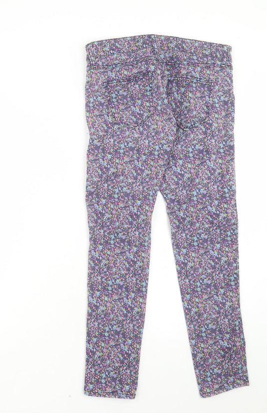 Preworn Womens Multicoloured Floral Cotton Cropped Jeans Size M L25 in Regular Button